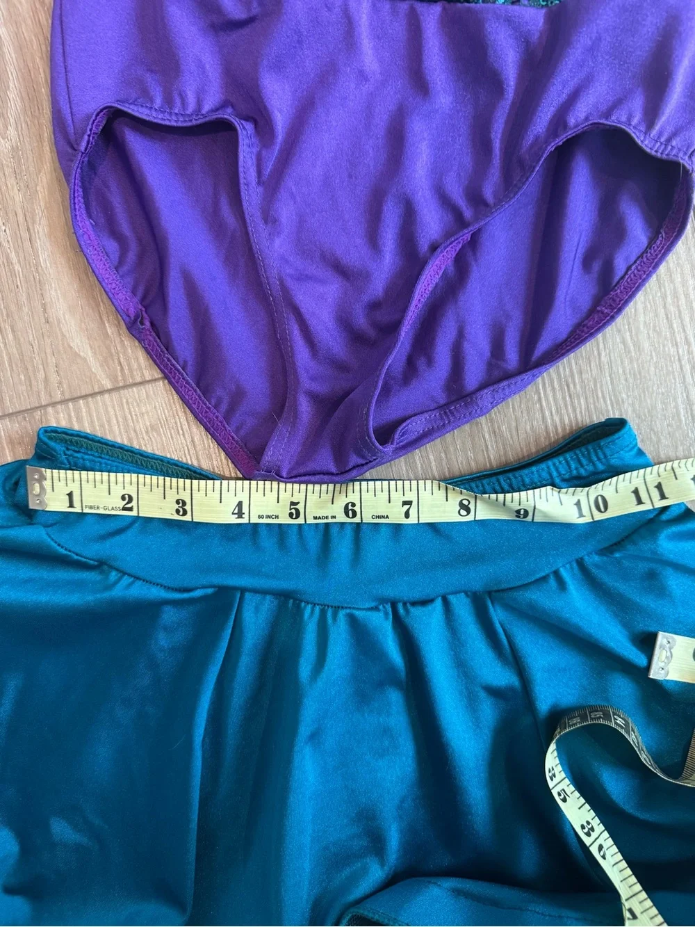 Weissman Teal and Purple Sequin Dance Costume Set Leotard and skirt